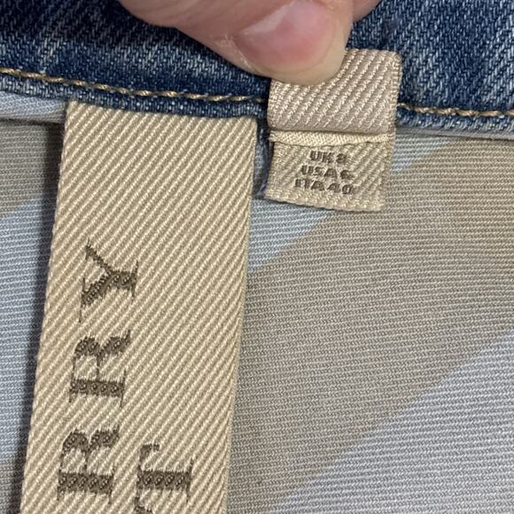 Burberry Brit Womens Denim Jacket Sz 6 Mud Wash Designer Logo Indie Boho Grunge - Picture 6 of 12